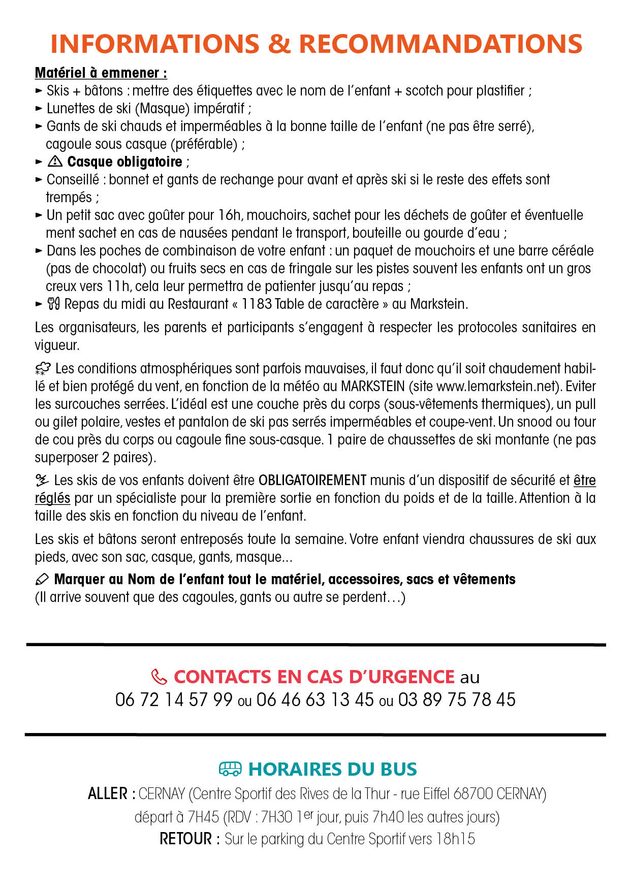 semaine de ski du 16 au 20-02-26 pour les 6-13 ans avec la ville de Cernay