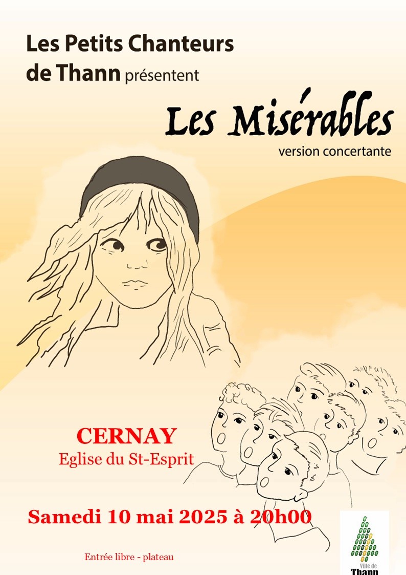 On y voit la tête d'une jeune fille dessinée et des têtes de jeunes chanteurs