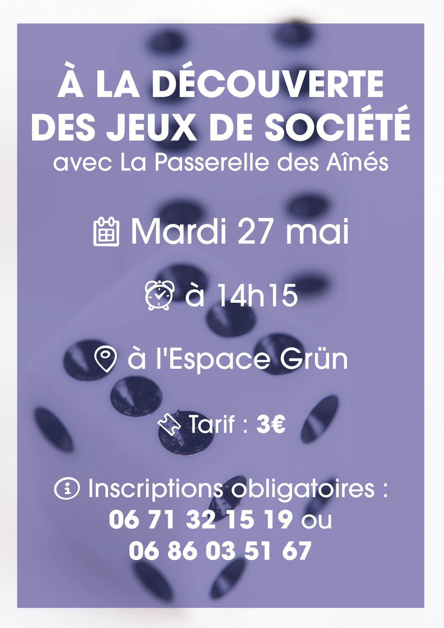 sur l'affiche on y voit deux dés à jouer