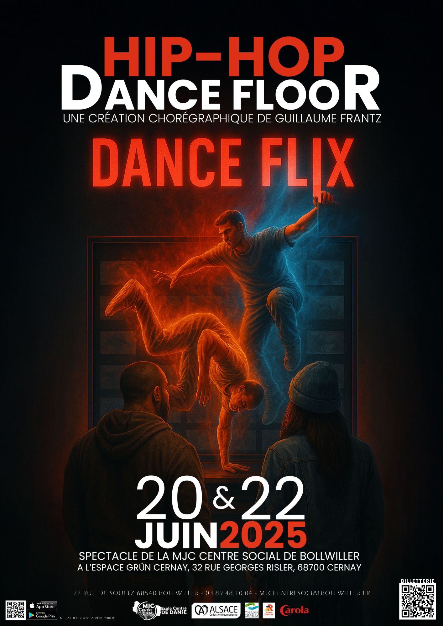 On y voit deux danseurs de hip hop et deux spectateurs