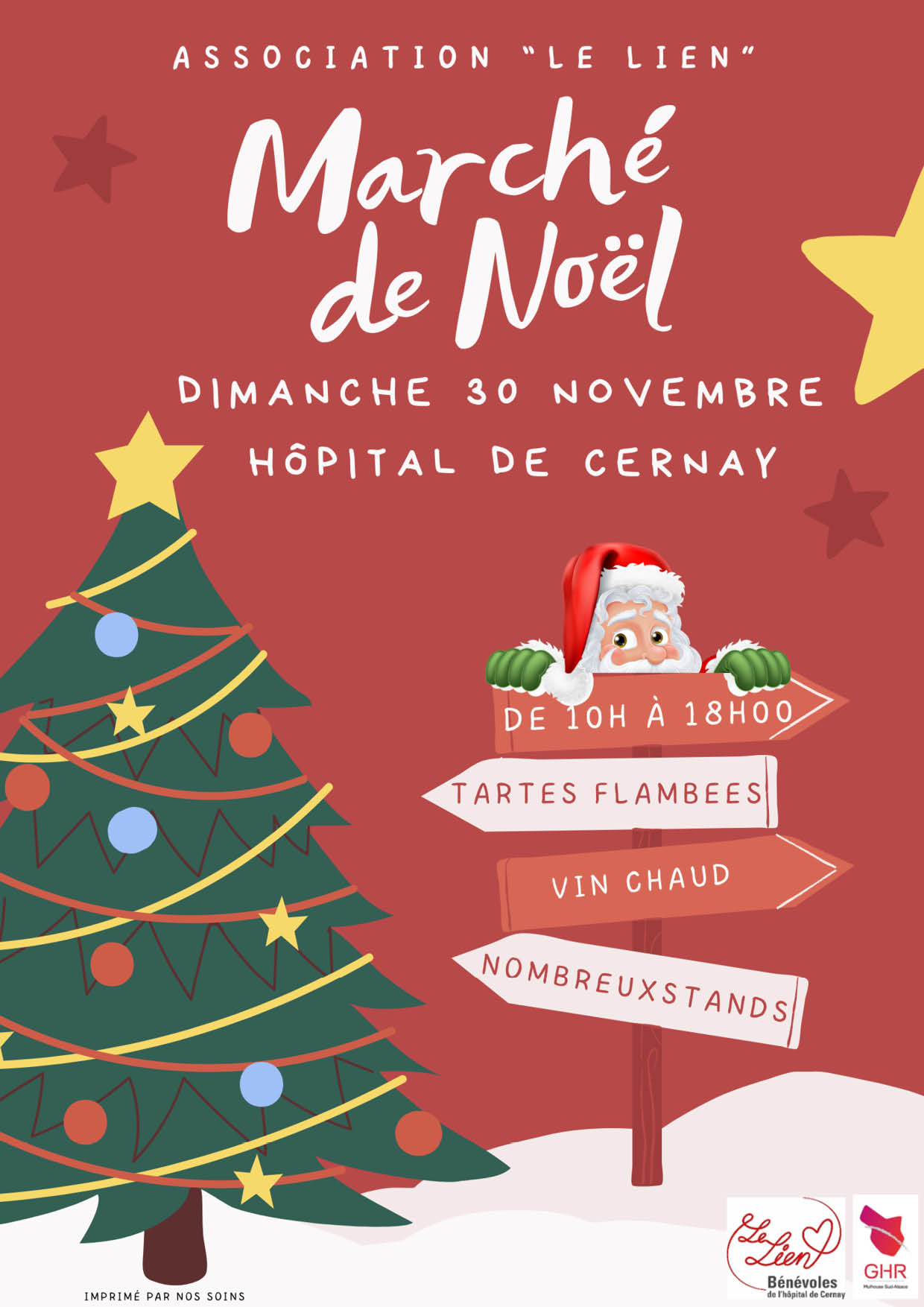 251130 - MARCHE DE NOEL LE LIEN - à l'hôptal de Cernay On y voit un sapin de Noël et un père-noël