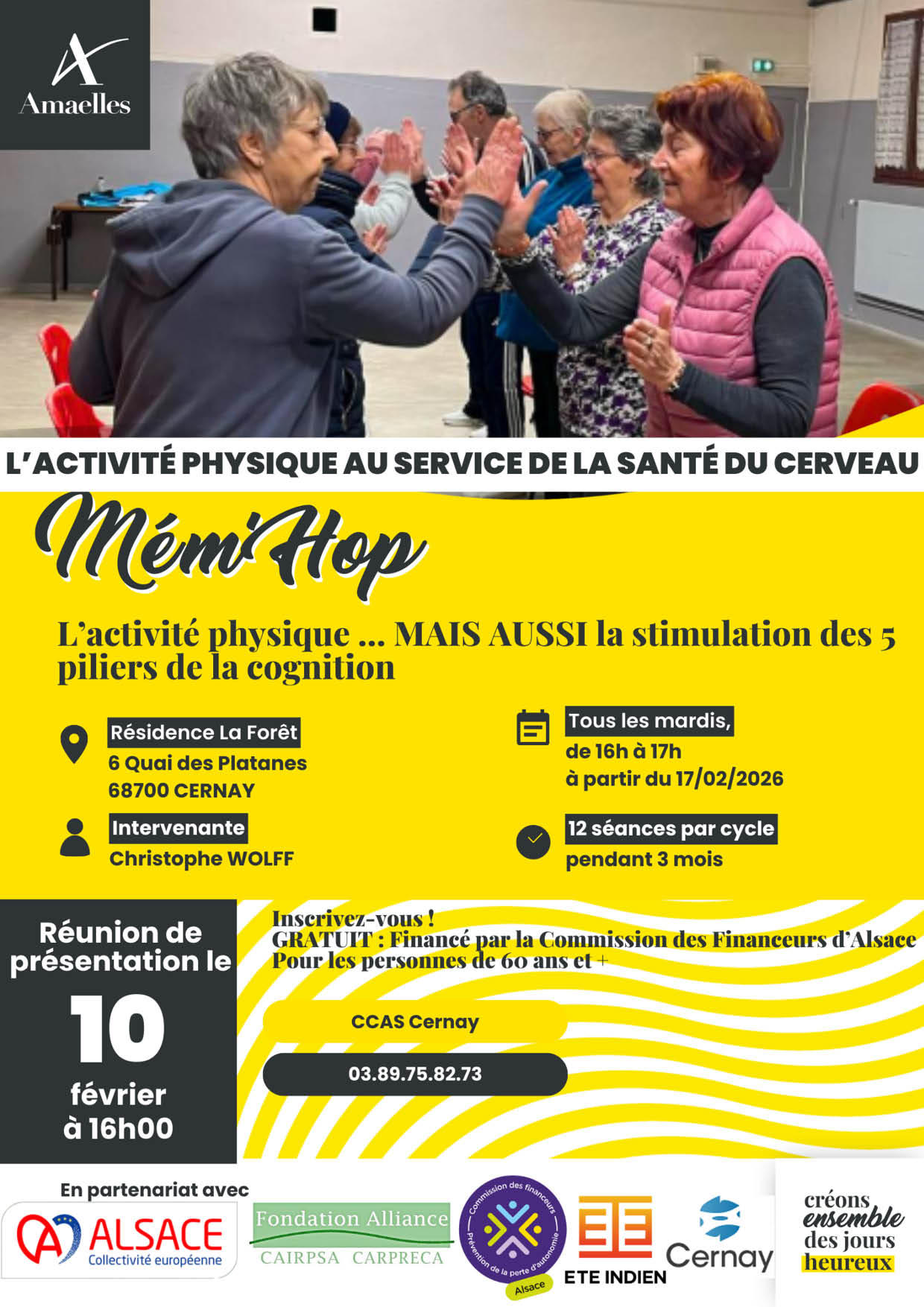 On y voit des personnes de + de 60 ans dans une salle de sports &agrave; faire des activit&eacute;s physiques