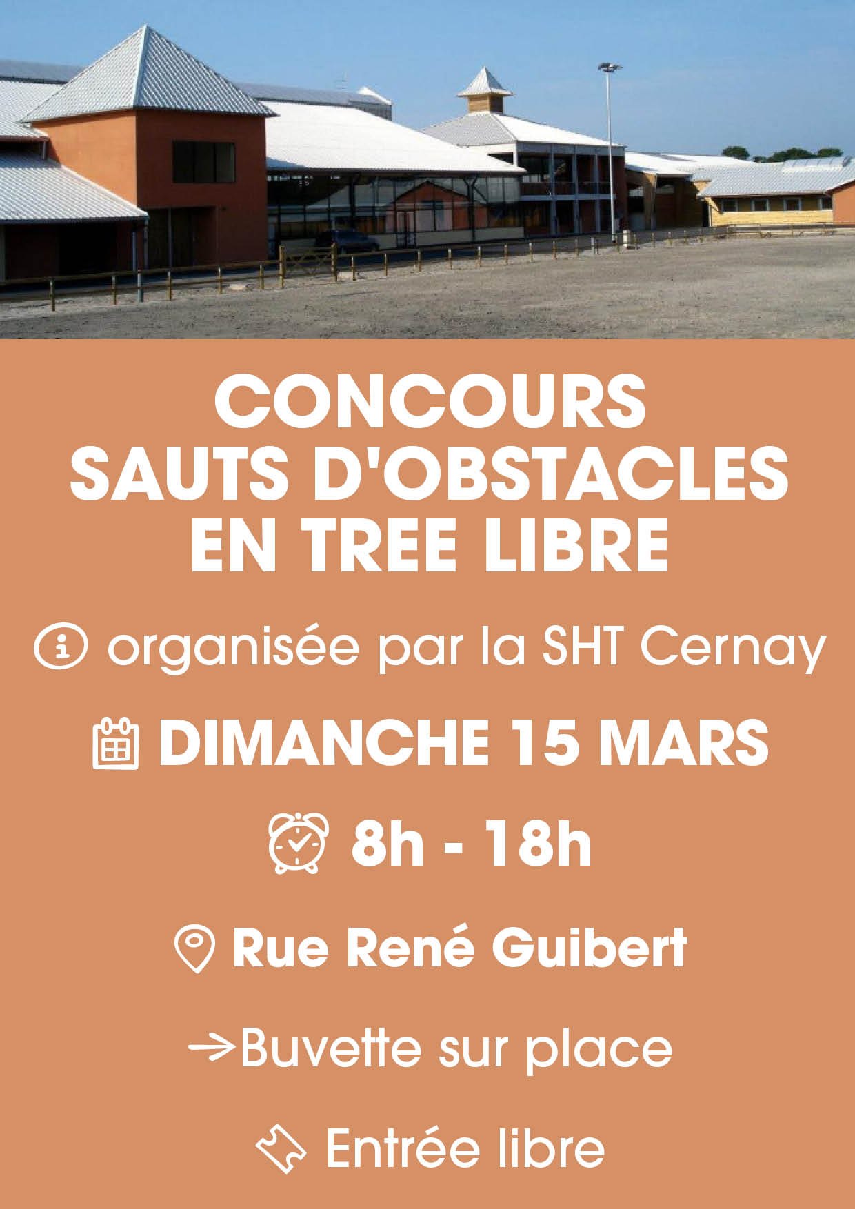 On y voit les b&acirc;timents du Centre Hippique de Cernay