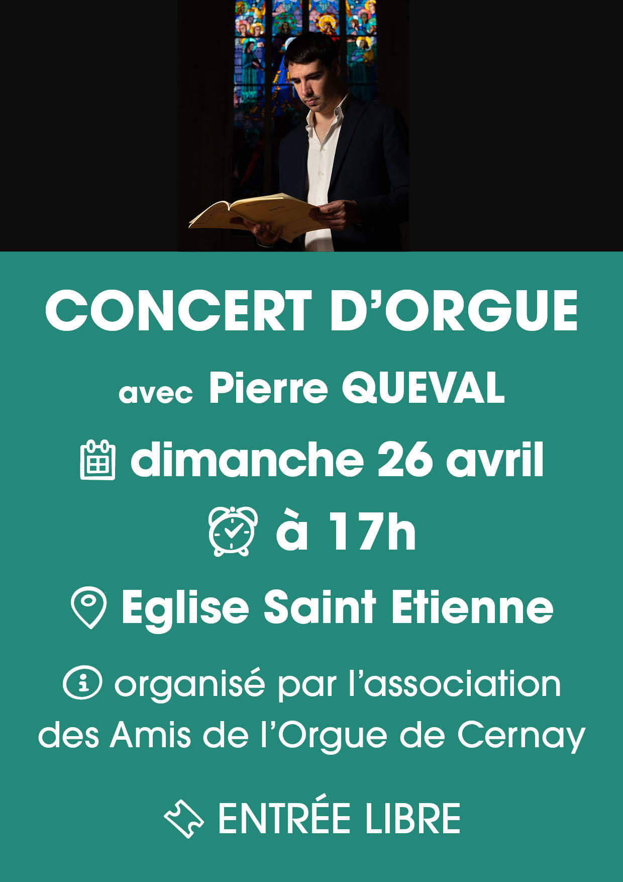 On y voit l'orguaniste Pierre Queval dans une &eacute;glise