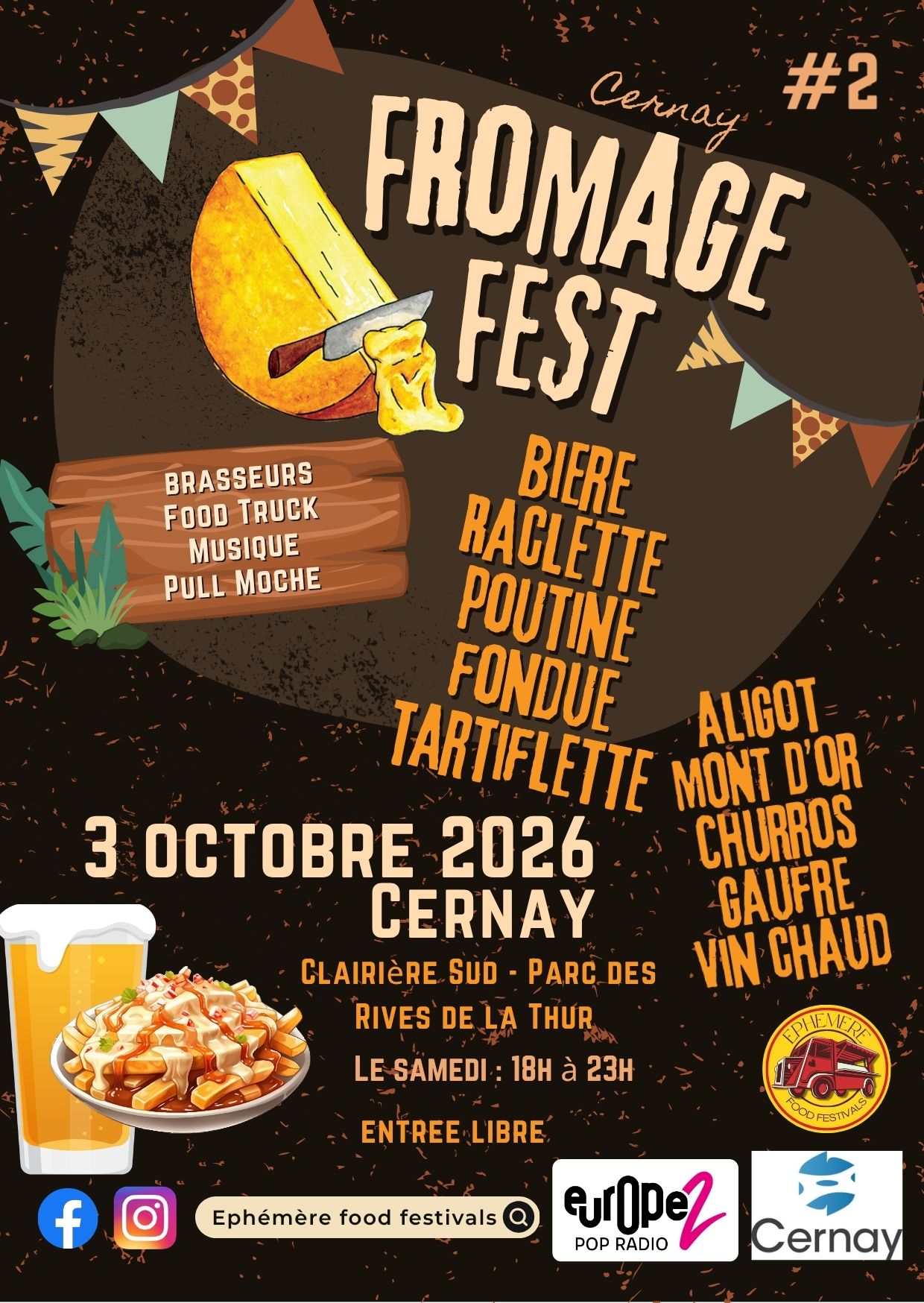 On y voit du framage &agrave; raclette, un verre de bi&egrave;re et une assiette de frites et fromage