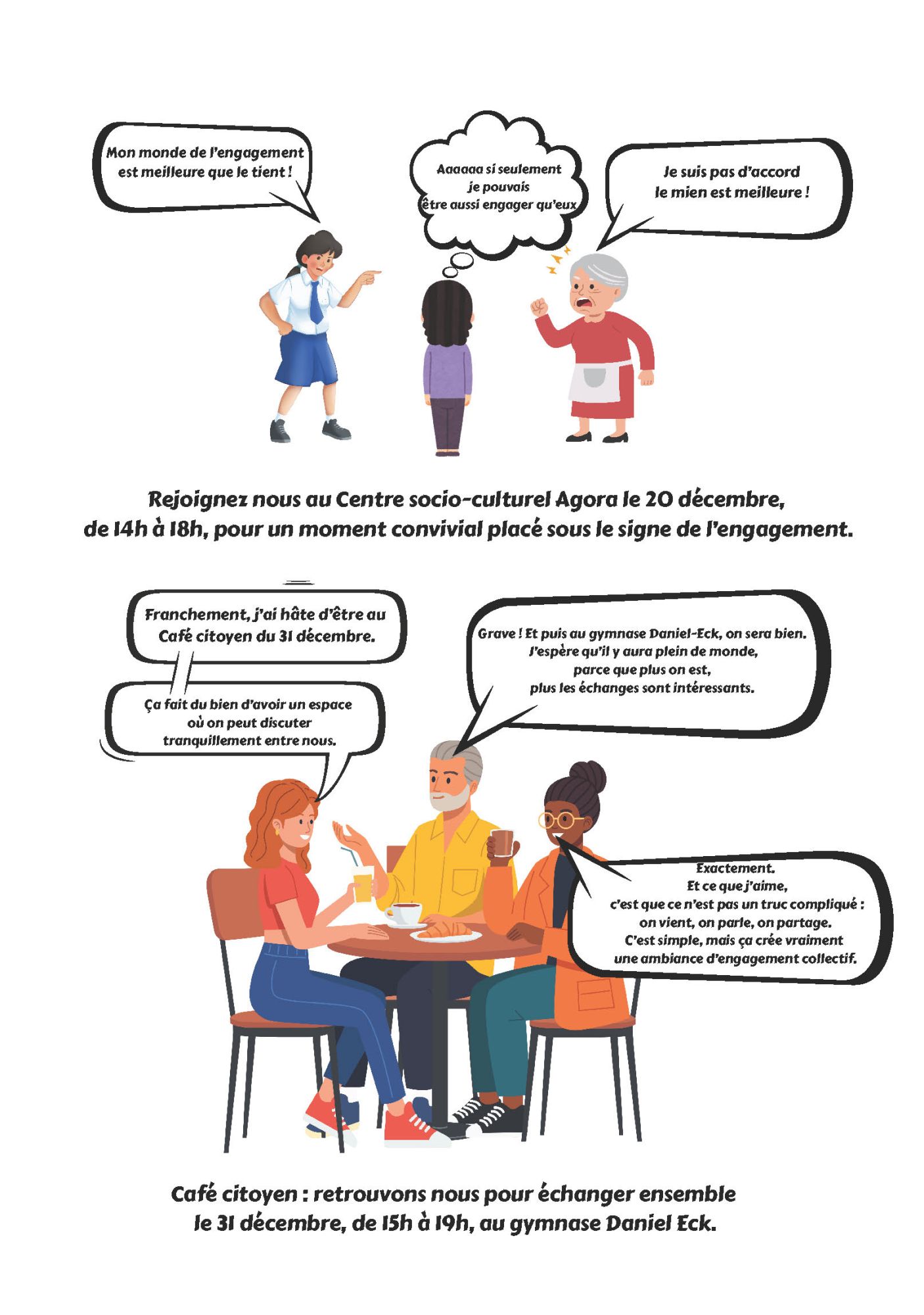 On y voit des personnages assis autour d'une table