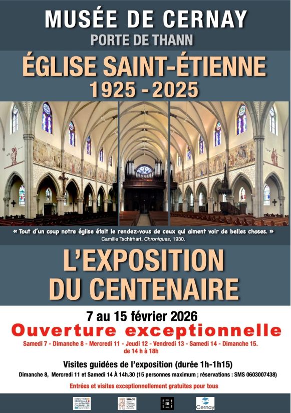 On y voit l'int&eacute;reieur de l'&eacute;glise Saint Etienne de Cernay