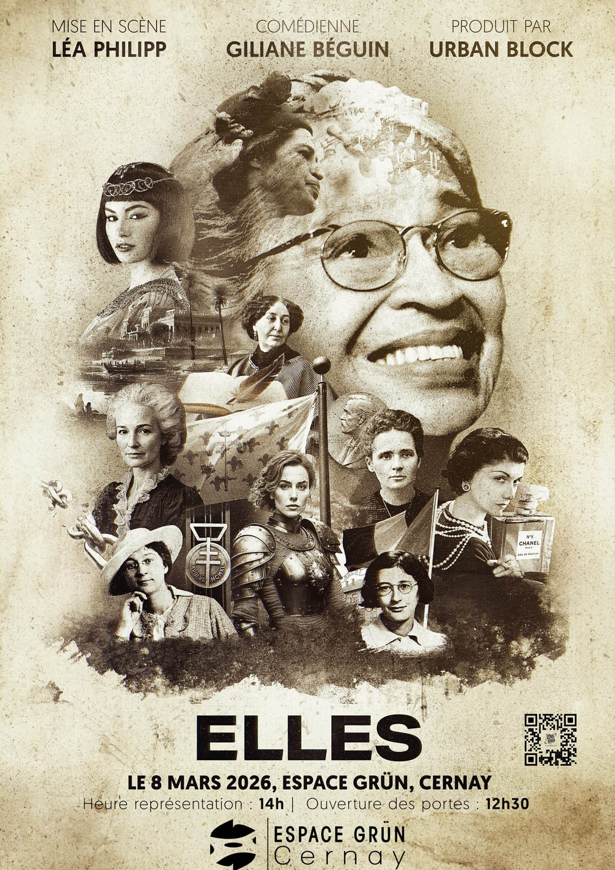 On y voit des visages de femmes c&eacute;l&egrave;bres qui ont marqu&eacute;s l'histoire