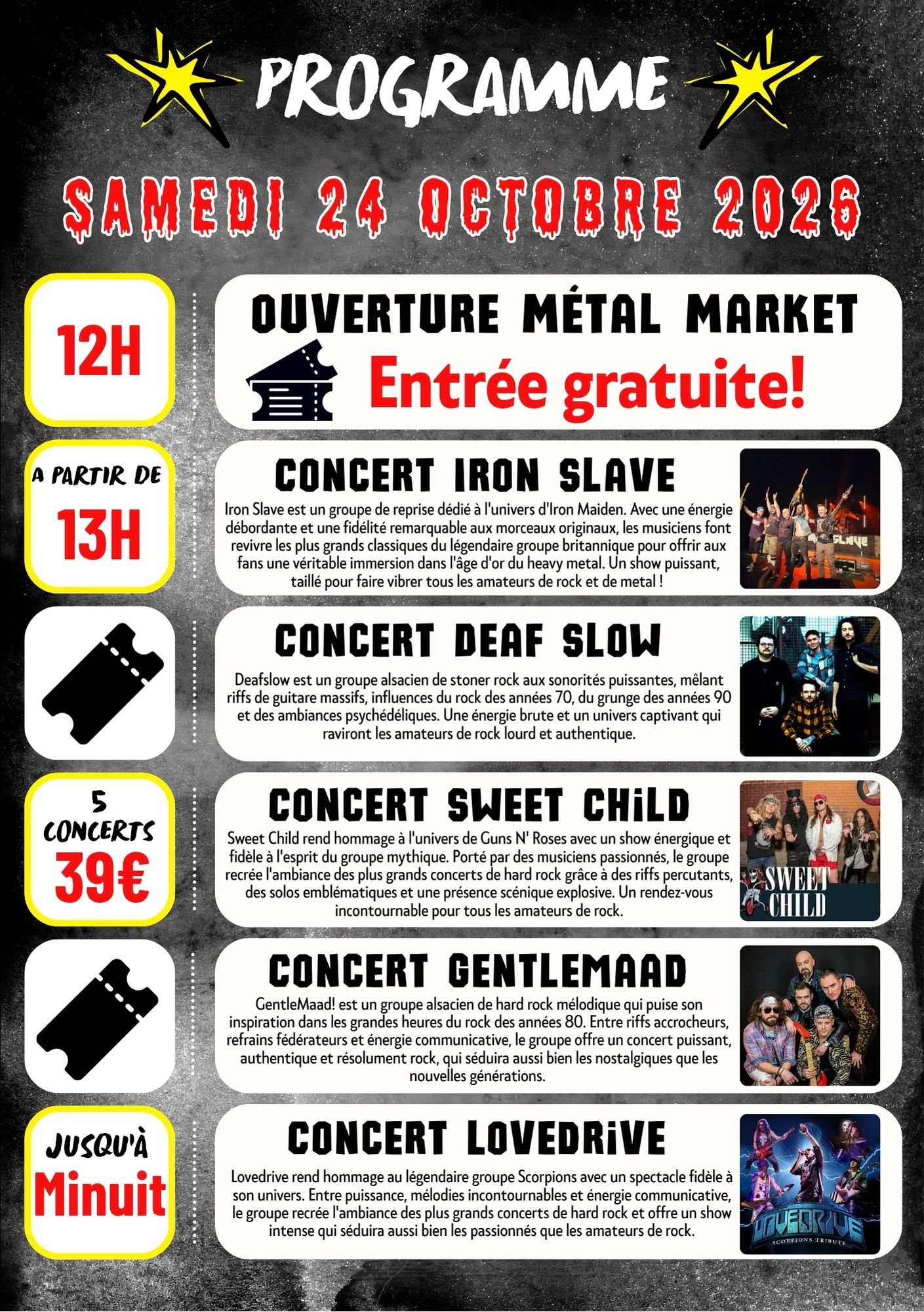 Programme du festival Métal Espace Grün de Cernay le 24-10-26 Programme du festival Métal Espace Grün de Cernay le 24-10-26