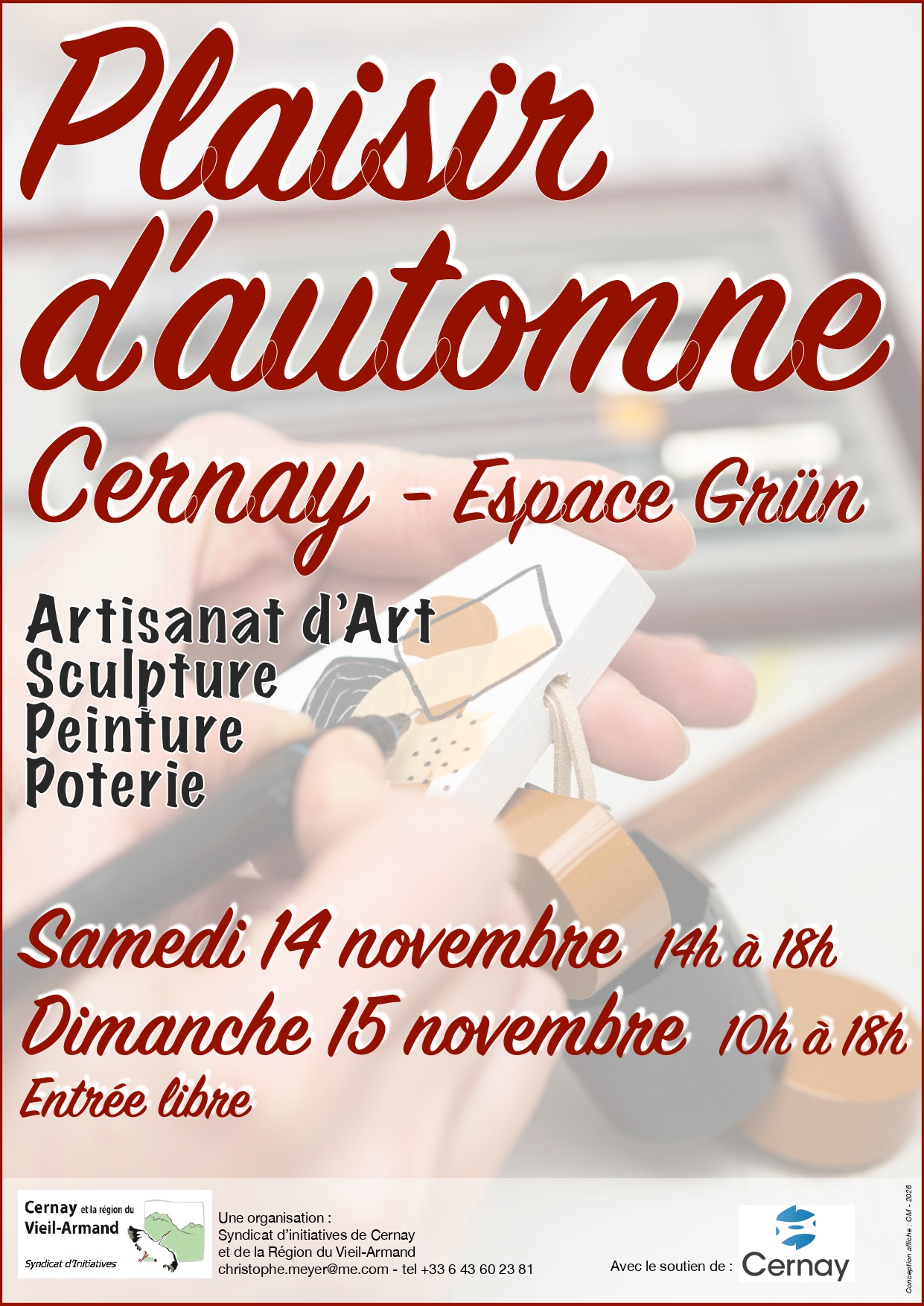 Affiche marché des artisans On y voit des écritures rouges décrivant l'évènement