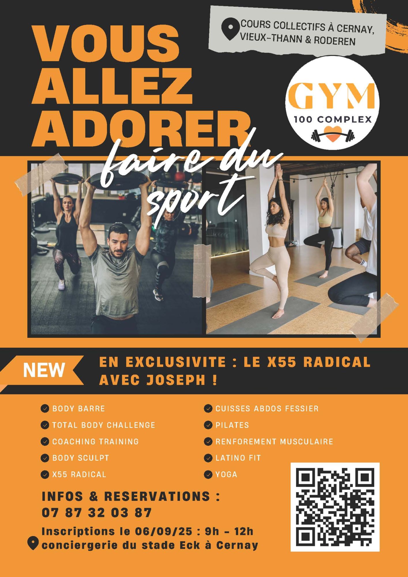 On y voit des personnes dans une salle de gym qui font des cours de fitness