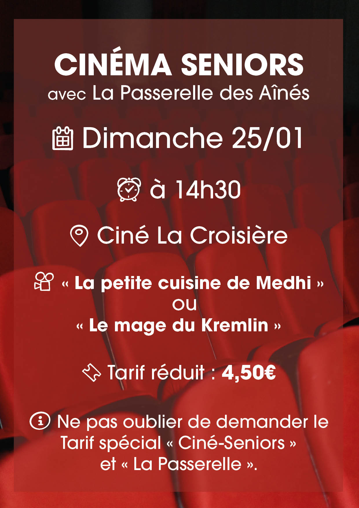 On y voit des fauteuils de cin&eacute;ma