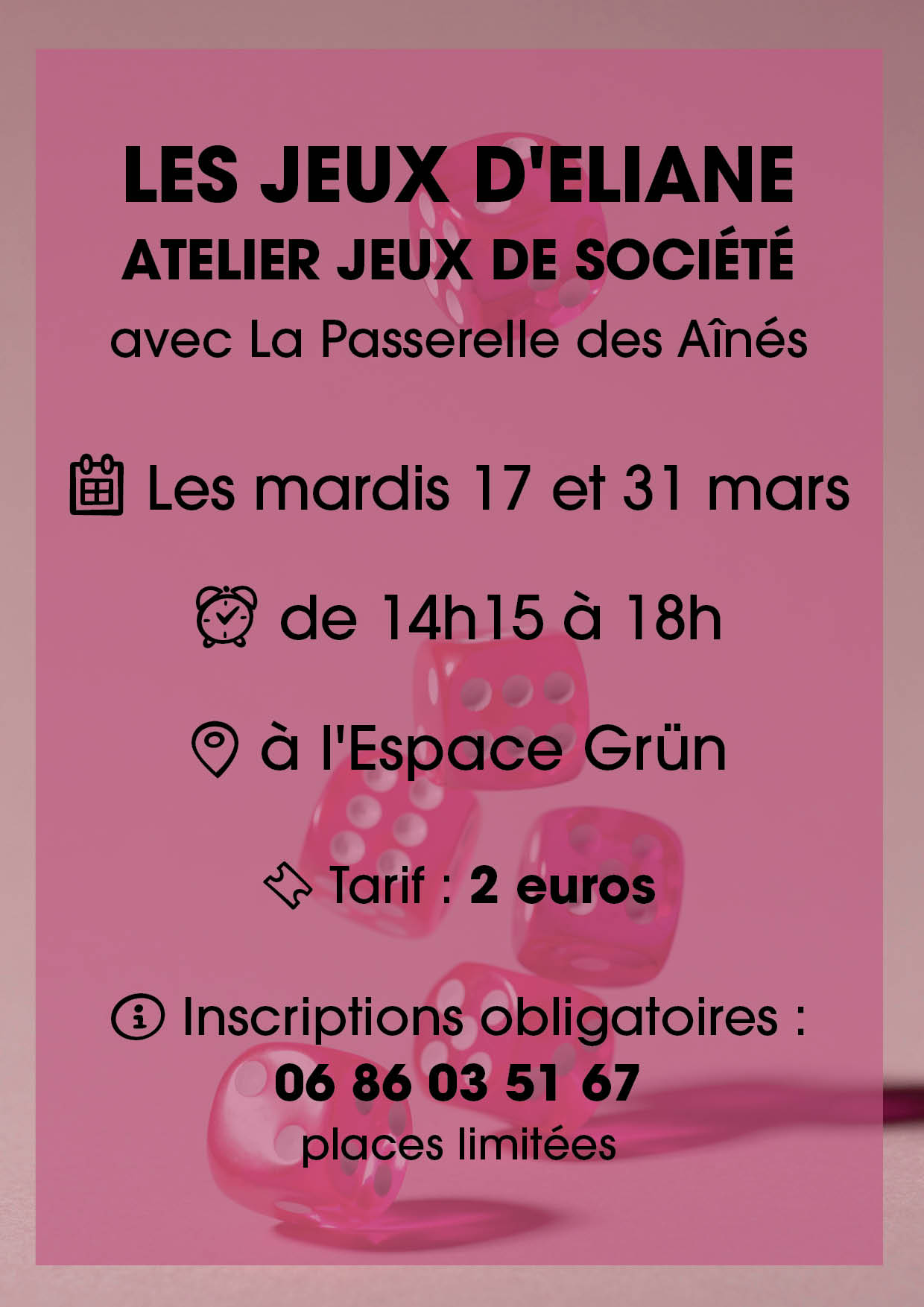 On y voit des d&eacute;s rose de jeux de soci&eacute;t&eacute;.