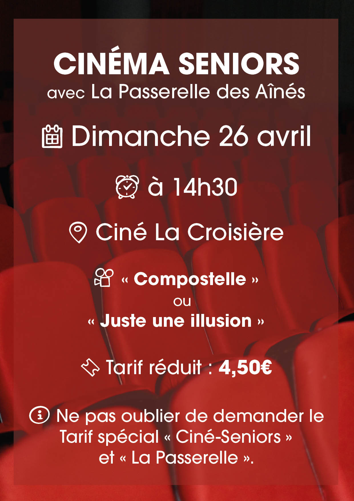 On y voit des fauteuils de cin&eacute;ma.