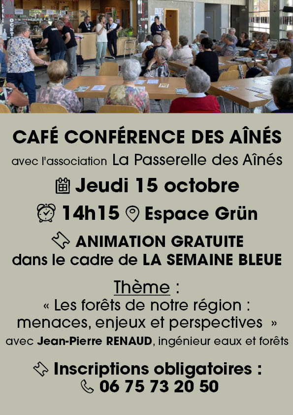 261015 - Café des ainés - La Passerelle des Aînés - à l'Espace Grün On y voit des personnages devant le bar de l'Espace Grün de Cernay