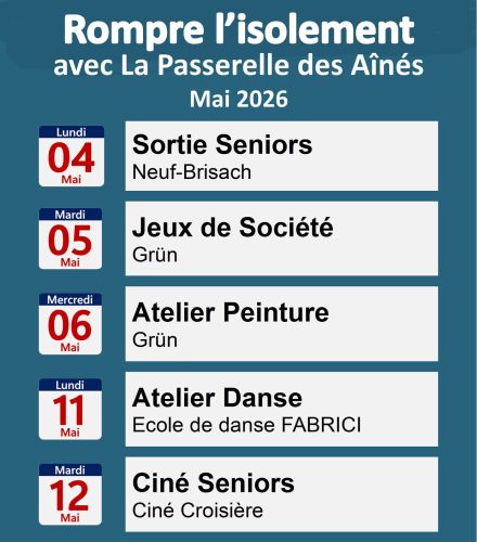 ACTIVITES POUR LES SENIORS AU MOIS DE MAI