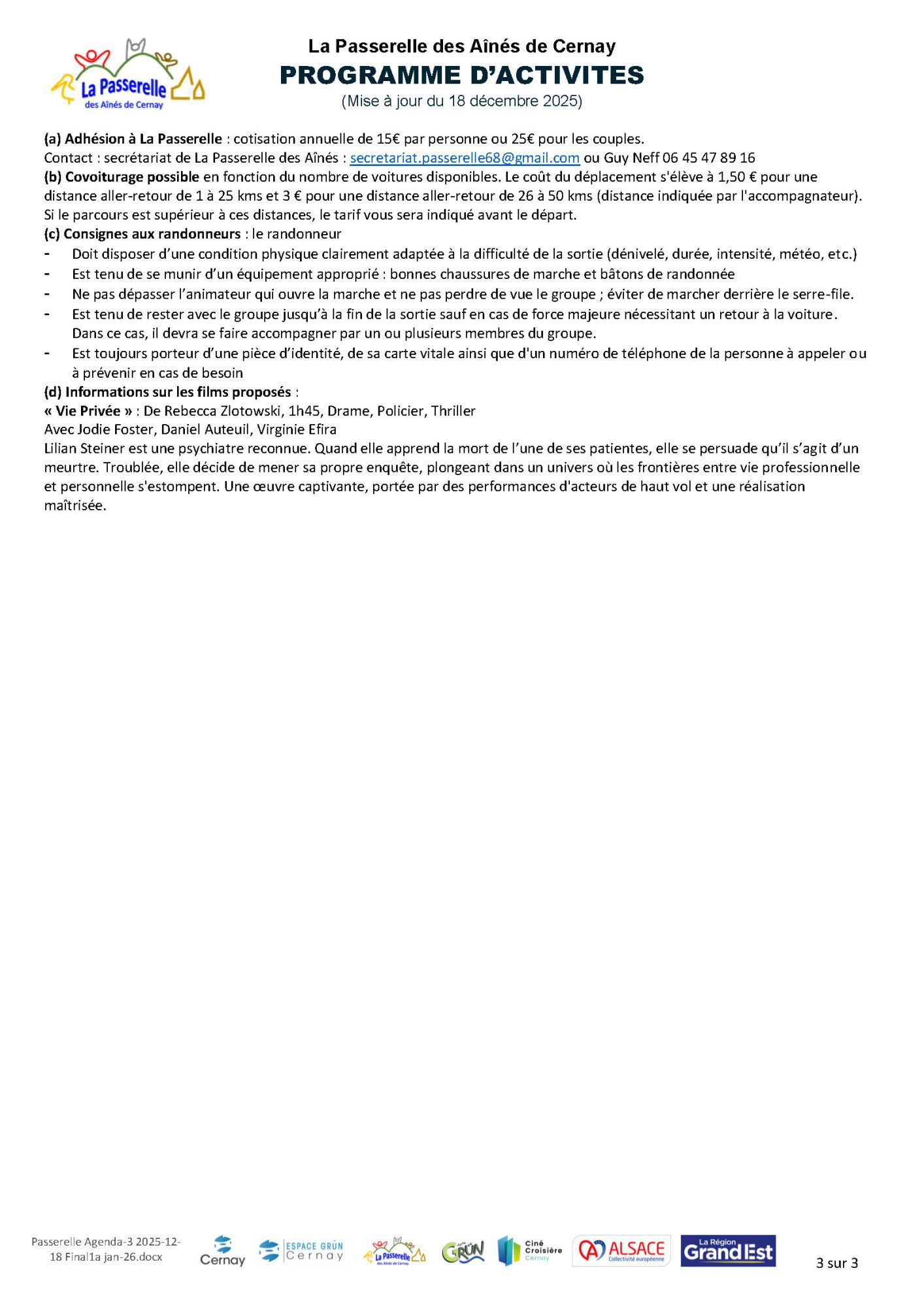 On y voit le logo de La Passerelle des A&icirc;n&eacute;s