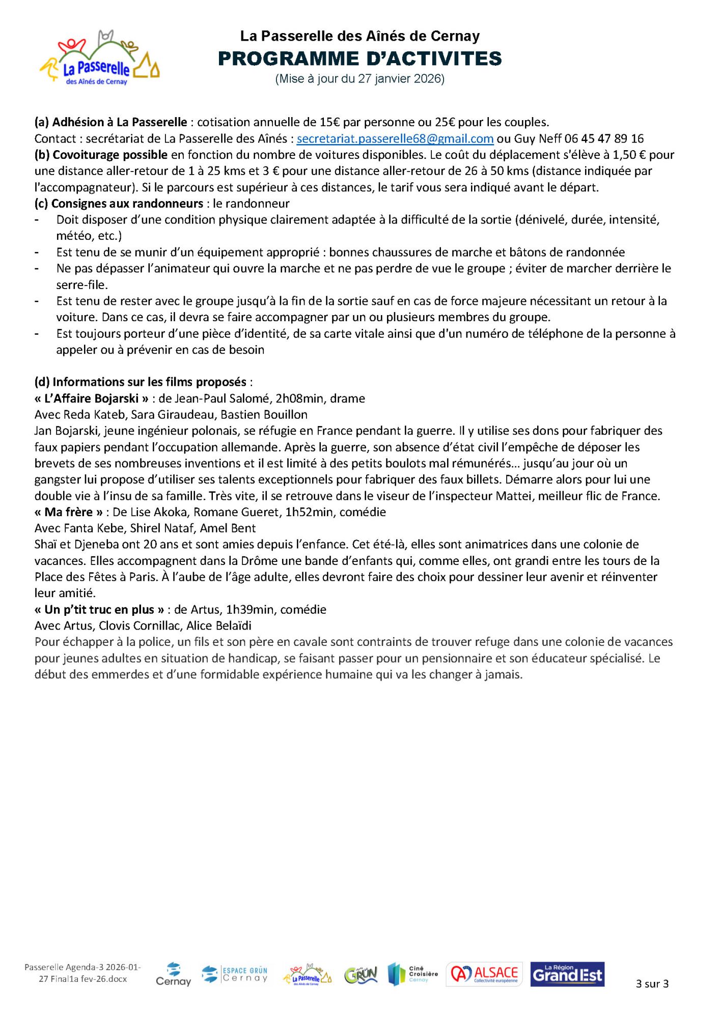 Programme des activit&eacute;s de La Passerelle des A&icirc;n&eacute;s - f&eacute;vrier 2026